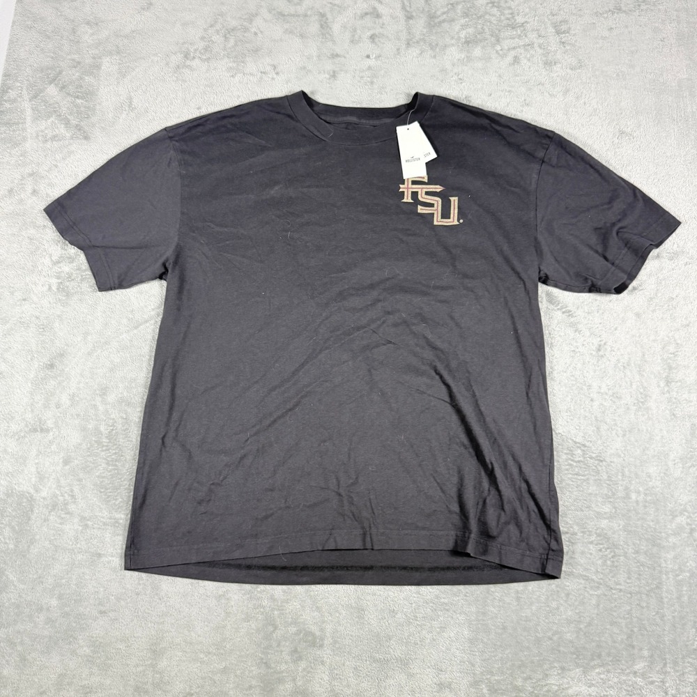 Hollister Men Large FSU Florida State Seminoles Boxy Fit Graphic T-Shirt Black